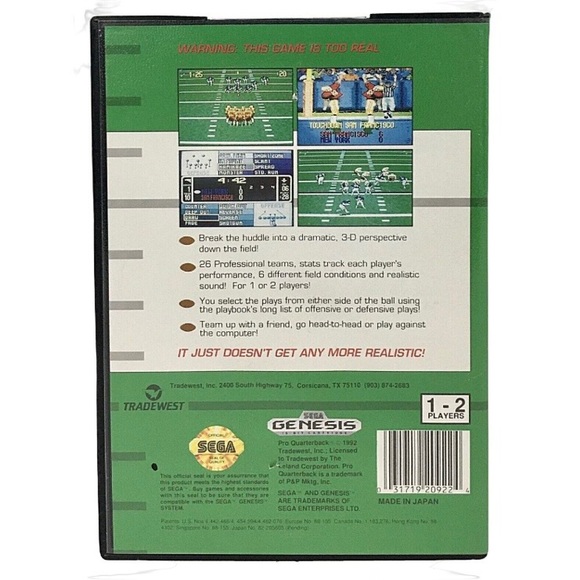 Pro Quarterback Sega Genesis 1992 Football Video Game TESTED COMPLETE CIB - Picture 3 of 15